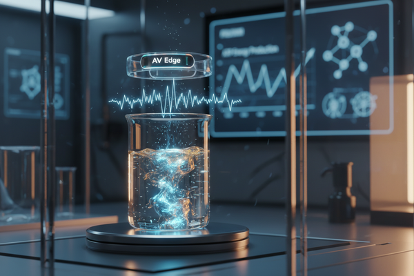 Internal lab test results showing 12x increase in ATP energy levels in water after exposure to AV Edge frequency technology.
