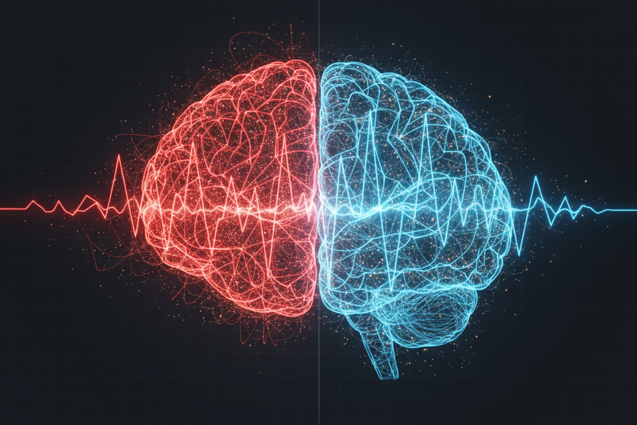 Conceptual visual of nervous system regulation, ATP energy production, and frequency resonance for improved focus and stress resilience.