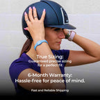 Close-up of AV Edge Advanced Sky Blue frequency wristband stacked with an Apple Watch for fitness, balance support, and EMF protection.