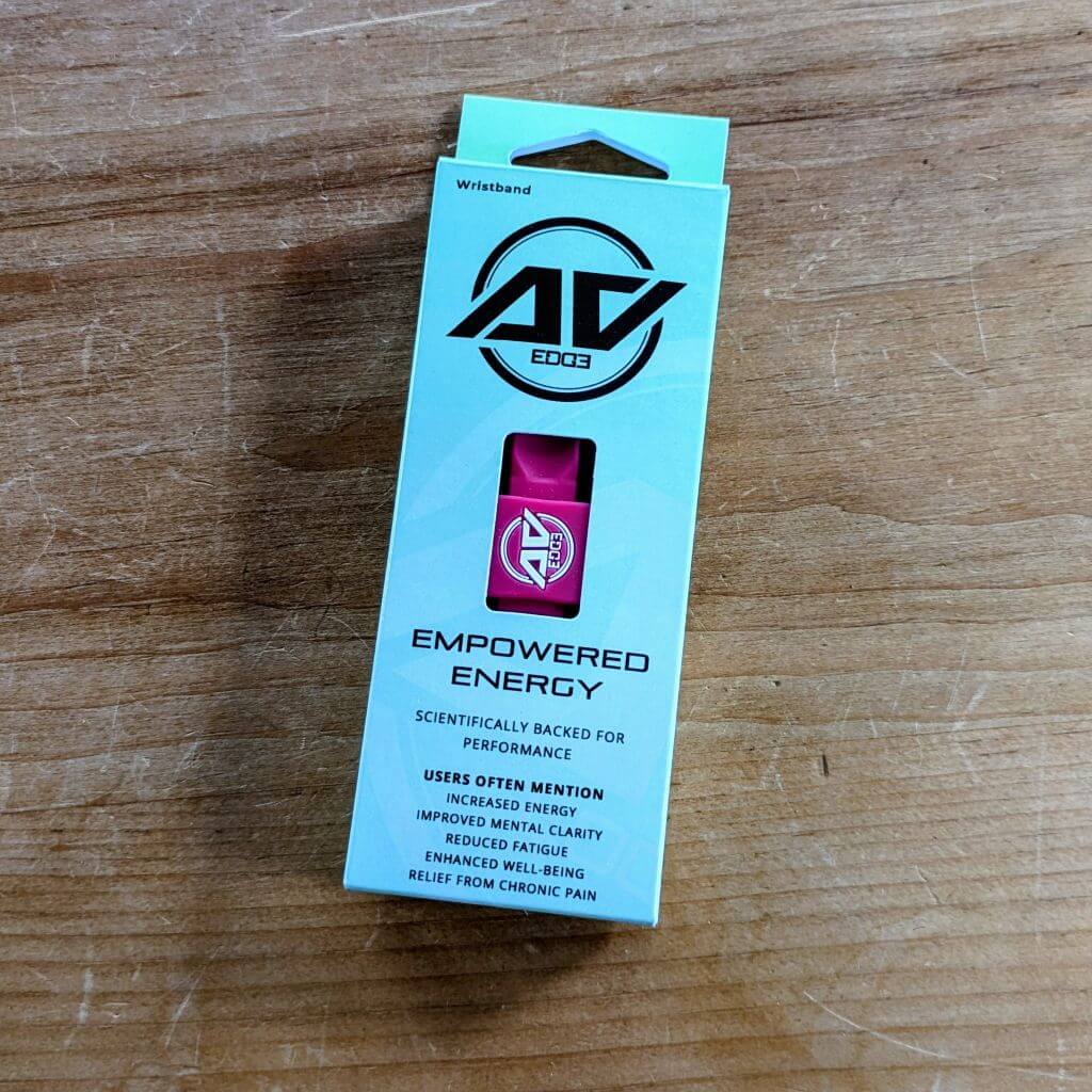 AV Edge Legend Wellness Wristband in Cranberry boxed