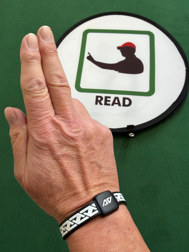 Mark Bentley golf coach wearing his AV Edge Legend Wristband with with EF technology, frequencies, not magnets, that may protect against modern technology EMFs and improve health and performance by stimulating the production of adenosine triphosphate/ATP