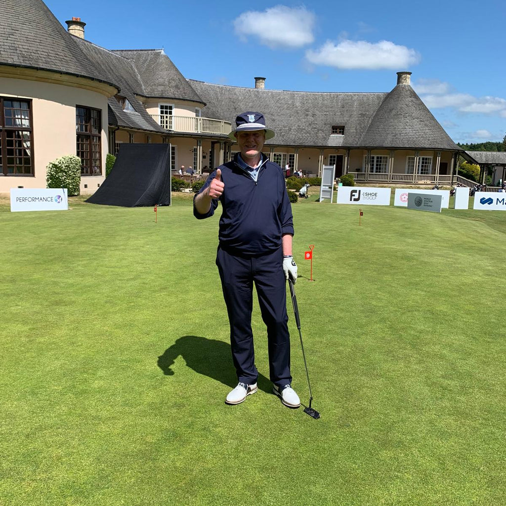 Nigel King wearing his AV Edge Wristband golfers bracelet to help improve golf swing and club head speed as well as balance, sleep, energy and relief from pain and ailments