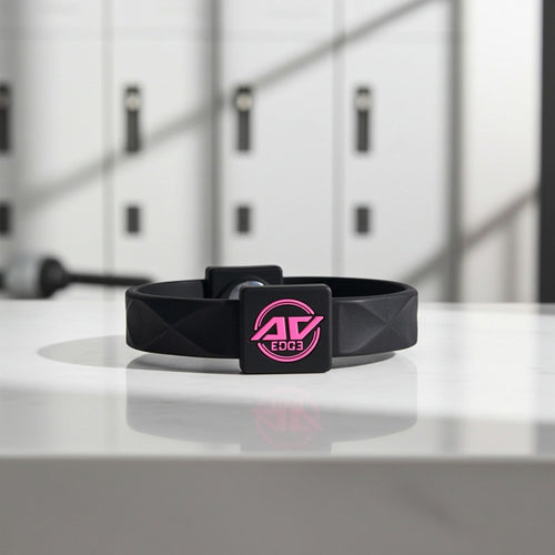 AV Edge Advanced Wellness Wristband, black/pink in medical-grade silicone